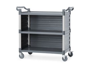 3-shelf polypropylene service cart, large, AmerBox, Includes shelf side panels, 1010x500x(H)960mm 2