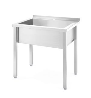 Stół z basenem – spawany, jednokomorowy, HENDI, Kitchen Line, 800x600x(H)850mm