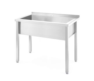 Ühe pesuvanniga laud, keevitatud, HENDI, Kitchen Line, 1000x600x(H)850mm