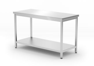 Stół centralny z półką – skręcany, głębokość 600 mm, HENDI, Kitchen Line, 1200x600x(H)850mm