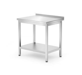 Tavolo a parete con ripiano – bullonato, profondità 600 mm, HENDI, Kitchen Line, 800x600x(H)850mm 1