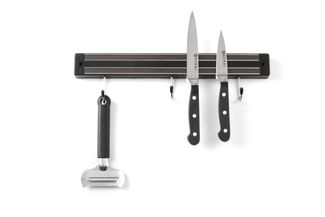 Knife magnet with hooks, HENDI, 3 hooks, Black, (L)340mm 2