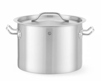 Garnek średni z pokrywką, HENDI, Budget Line, 9L, srebrny, ⌀250x(H)180mm