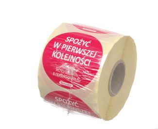 Etykiety Food Safety, wielorazowe – „SPOŻYĆ W PIERWSZEJ KOLEJNOŚCI", HENDI, 500 szt. w rolce, ⌀50mm