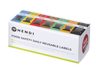 Vairākkārt lietojamo uzlīmju komplekts ar padevēju Food Safety katrai dienai , HENDI, 240x80x(H)100mm