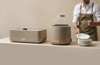 Chafing dish UNIQ, HENDI, designed by Robert Bronwasser, GN 1/1, Beis, 220-240V/700W, 607x402x(H)245mm 1