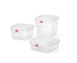 Contenedor GN 1/6, polipropileno, HENDI, GN 1/6, 2,6L, Transparente, 176x162x(H)150mm, Rectangular 1