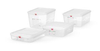 Pojemnik GN 1/2 z polipropylenu, HENDI, GN 1/2, 6,5L, transparentny, 325x265x(H)100mm, Prostokątny