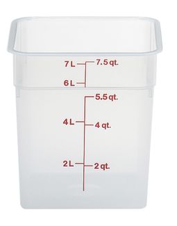 Transparentní polypropylenová nádoba na potraviny CamSquare, Cambro, 7,6 l, 7,6L, Průhledná, 215x215x(H)230mm
