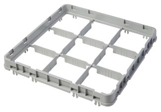 Half drop rack extender 500x500 mm grey, E2 model., Cambro, number of compartments: 9 (3x3), compartment dimensions: 150x150 mm, Light grey, 499x499x(H)51mm 1