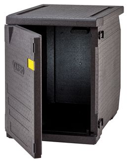 Termoizolačná nádoba Cam GoBox, spredu plniteľná, na nádoby 600x400 mm, bez koľajníc, Cambro, 155 l, bez koľajníc, 155L, Čierna, 770x540x(H)687mm