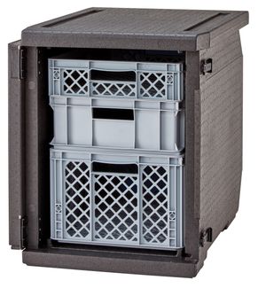 Professional grade insulated carrier Cam GoBox, front-loaded, for 600x400 mm containers, without guides., Cambro, 155 L, without guides, 155L, Black, 770x540x(H)687mm 4