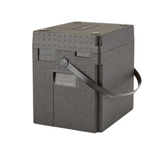 Termoizolačná nádoba Cam GoBox na nápoje, zvrchu plniteľná, s ramenným popruhom, 35 l, Cambro, objem (množstvo fliaš): 12 vysokých fliaš na víno s objemom 0,75 l alebo 12 plastových fliaš na minerálnu vodu, 35L, Čierna, 420x335x(H)420mm