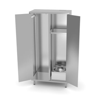 Szafa porządkowa z umywalką i drzwiami na zawiasach, HENDI, 1000x500x(H)1800mm