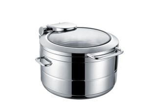 Głęboki podgrzewacz indukcyjny ze szklaną pokrywą De Luxe Eco, 11l, Fine Dine, srebrny