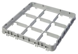 Half drop rack extender 500x500 mm grey, E2 model., Cambro, number of compartments: 9 (3x3), compartment dimensions: 150x150 mm, Light grey, 499x499x(H)51mm 2