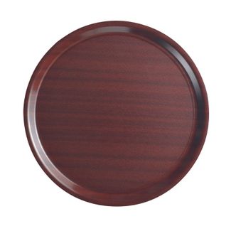 Mykonos – mahogany serving tray, round, non-slip surface., Cambro, round, Mahogany, ⌀380mm 2