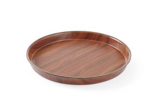 Serving tray, round, non-slip, high rim, laminated, AmerBox, Mahogany, ⌀320x(H)35mm 4