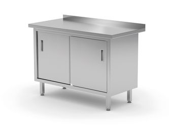 B2B HENDI - Stół przyścienny szafka z drzwiami suwanymi – spawany, HENDI, Profi Line, 1200x600x(H)850mm
