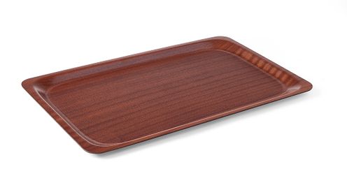 Serviertablett, rechteckig, rutschfest, laminiert, AmerBox, Mahagoni, 330x430mm