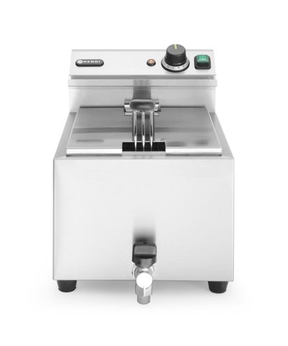 Ruční fritéza s vypouštěcím kohoutem, 8 l, HENDI, Profi Line, 8L, Světle šedá, 230V/3500W, 305x515x(H)354mm