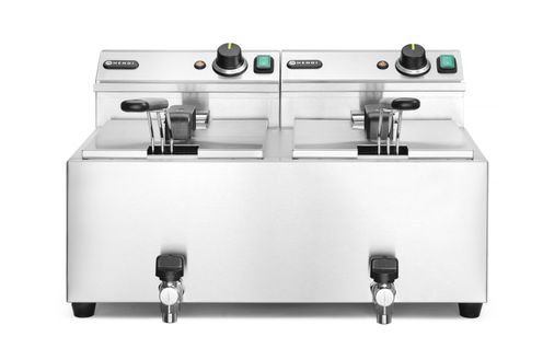 Frytownica manualna z kranem spustowym, 2 × 8 l, HENDI, Profi Line, 16L, 230V/7000W, 610x515x(H)369mm