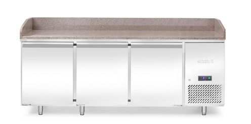 Stół chłodniczy do pizzy, 3-drzwiowy, z granitowym blatem, Arktic, 375L, granitowy, 230V/400W, 2010x800x(H)875mm