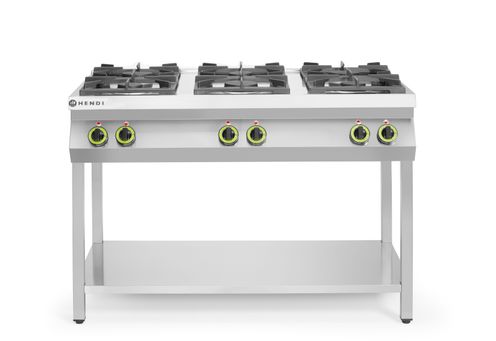 Gas cooker 6-burner open stand, HENDI, Kitchen Line, 28,5kW, 1200x700x(H)900mm