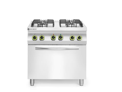 4 põletiga gaasipliit GN 1/1 elektrilise konvektsioonahjuga, HENDI, Smart, GN 1/1, 230V/3000W, 17000kW, 800x700x(H)900mm
