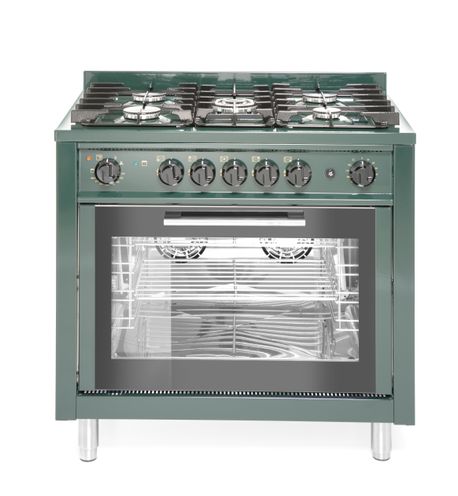 Dujinė viryklė – 5 degikliai su elektrine orkaite, HENDI, Kitchen Line, GN 1/1, Žalia, 230V/2900W, 14,3kW, 900x655x(H)850mm