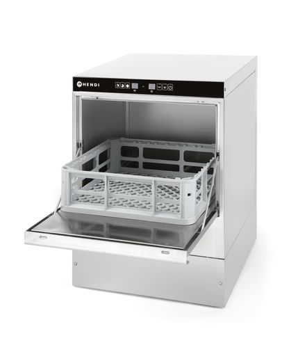 Zmywarka do szkła 40x40 – sterowana elektromechanicznie, HENDI, z dozownikiem detergentu i pompą spustową, 230V/2800W, 470x510x(H)710mm