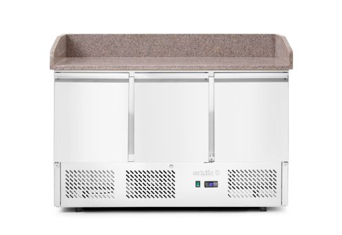 Třídveřový chladicí vozík na pizzu se skleněným nástavcem a žulovou pracovní deskou, Arktic, 254L, 230V/400W, 1400x700x(H)1491mm