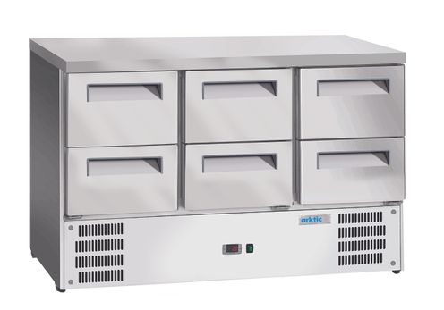 Stół chłodniczy z 6 szufladami, Arktic, GN 1/1, 368L, 220-240V/304W, 1365x700x(H)855mm
