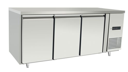 Refrigerated counter, 3 doors, Arktic, Profi Line, Without backsplash, GN 1/1, 334L, 230V/400W, 1795x700x(H)879mm