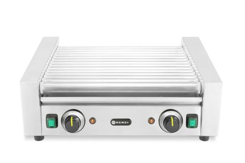 Kolbászsütő grill - 2 zónás, HENDI, 14 görgős, 230V/1230W, 566x640x(H)192mm