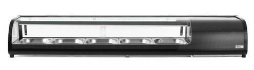 Sushi display, Arktic, Containers included: 5x GN 1/2 (H)40 mm., Black, 220-240V/190W, 1800x420x(H)265mm