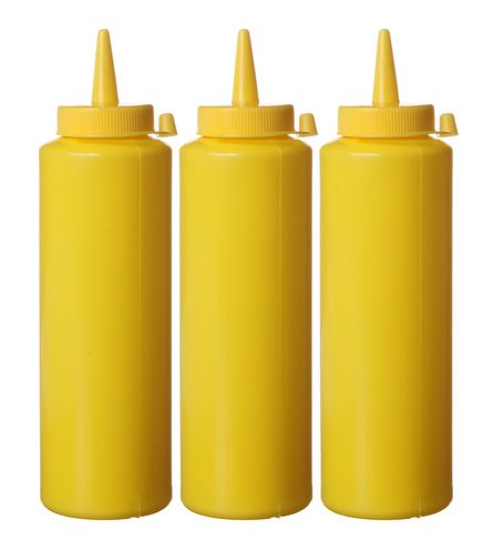 Dyspensery do zimnych sosów - 3 szt., HENDI, 0,35L, żółty, 3 szt., ⌀55x(H)205mm