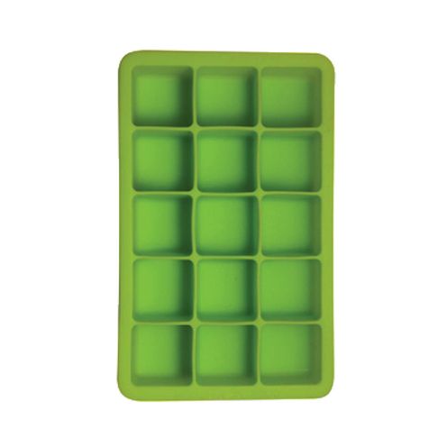 Forma silikonowa do sześciennych kostek lodu, BarUp, zielony, 30x30x(H)30mm