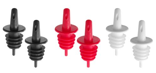 Free flow pourers, BarUp, 2 black, 2 white, 2 red, Red, 6 pcs
