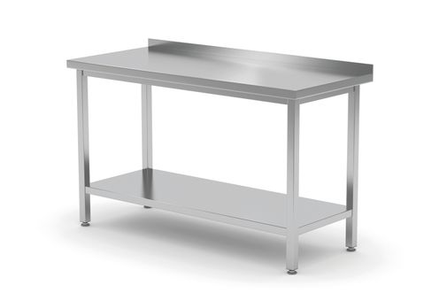 Mesa de pared con estante – atornillada, profundidad 600 mm, HENDI, Profi Line, 1000x600x850 mm, 1000x600x(H)850mm