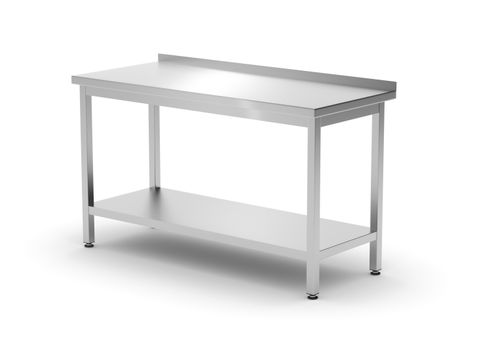 Nástěnný stůl s policí – přišroubovaný, hloubka 600 mm, HENDI, Profi Line, 1400x600x(H)850mm