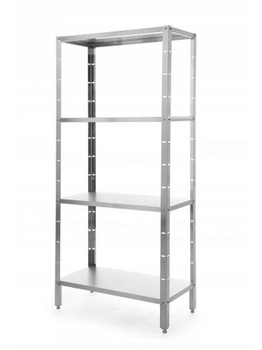 Regał magazynowy 4 półki pełne skręcany, HENDI, 1000x400(H)1800 mm Wymiary półki: 1000x400 mm, 1000x400x(H)1800mm