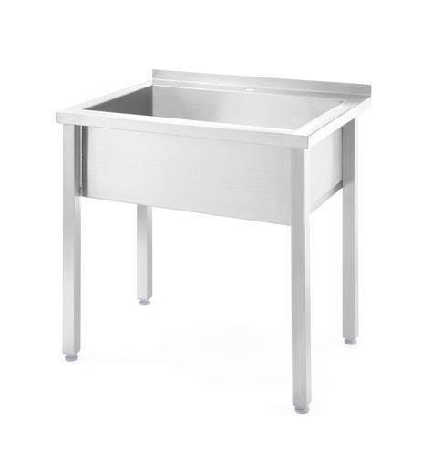 Stůl s žlábkem na jedno mytí, svařovaný, HENDI, Kitchen Line, 800x600x(H)850mm