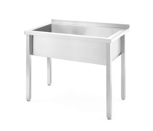 Stůl s žlábkem na jedno mytí, svařovaný, HENDI, Kitchen Line, 1000x600x(H)850mm