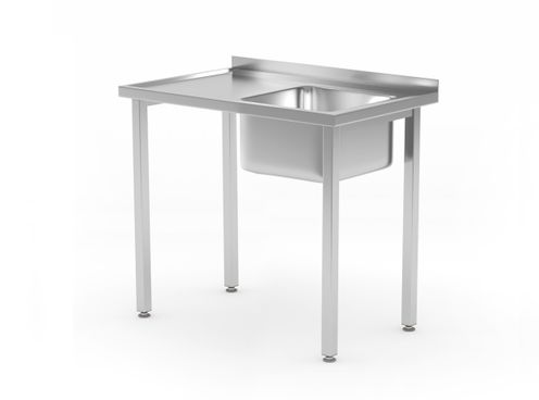Sink table – bolted, depth 600 mm, HENDI, Budget Line, sink bowl on the right side, 800x600x(H)850mm