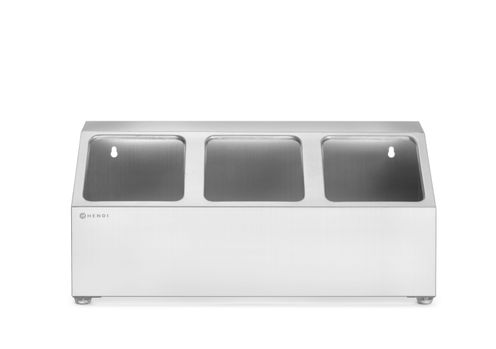 Soporte para cubetas Gastronorm, HENDI, 3 compartimentos, 512x245x(H)215mm