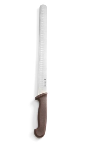 Nůž na šunku a kebab s vroubkovanou čepelí, HENDI, Hnědá, (L)490mm