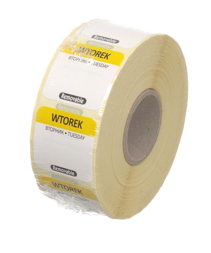 Etykiety Food Safety na każdy dzień tygodnia – wielorazowe - RO, BG, EN, HENDI, Wtorek, 1000 szt., 25x25mm