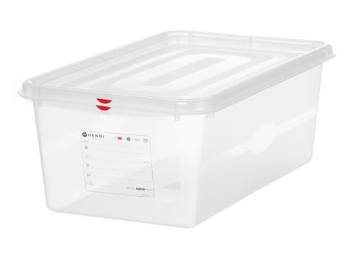GN 1/1 mahuti, polüpropüleen, HENDI, GN 1/1, 28L, Läbipaistev, 530x325x(H)200mm, Ristkülikukujuline
