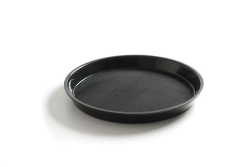 Serving tray, round, non-slip, high rim, black, HENDI, ⌀360x(H)39mm